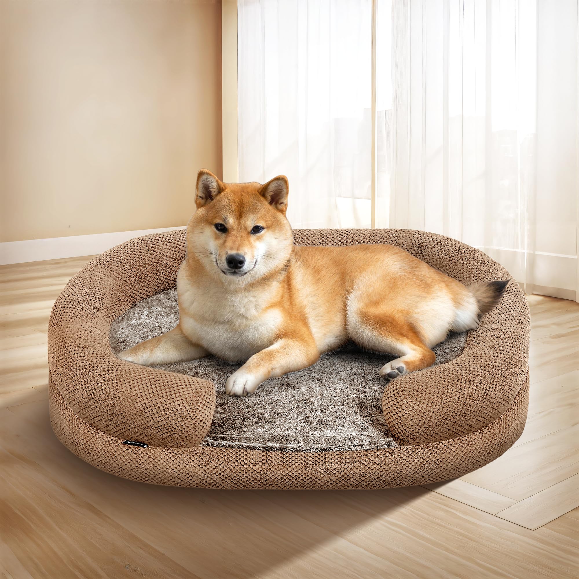 Dog Beds for Small Dogs with Removable Cover Memory Foam for Puppy &amp; Cat Cozy and Soft Pet Bed for Crate Washable Round Bed with Bolstered Sides Perfect Small Dog Sofa or Chair for Pet Care S